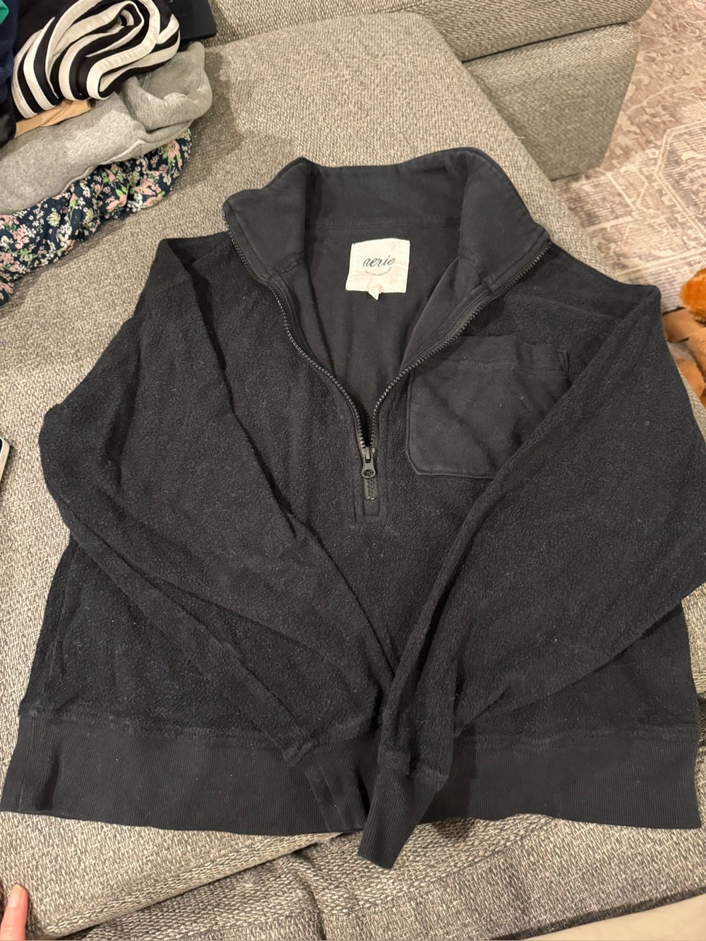 Aerie women’s Black Quarter-Zip Sweater